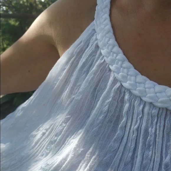 Vintage Greek white gauze top. BOHO gauze sleeveless blouse. One size - Picture 4 of 5